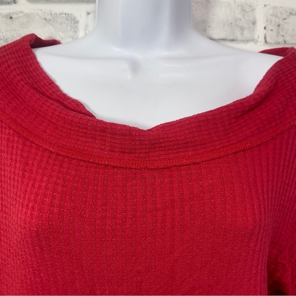 Lucky Brand Waffle Thermal Off Shoulder Neckline Top Small - Picture 4 of 6